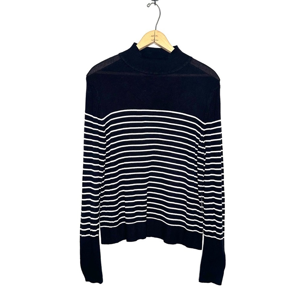 ASOS | Navy Blue and White Striped Mock Neck Sweater Size 16